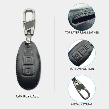 Sutura de Cuero de la Llave del Coche de Caso Para Suzuki Kizashi Swift, SX4 S-Cross 2 Botones Smart Remote Fob Cubrir Llavero Bolsa de Accesorios de Automóviles