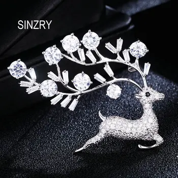 SINZRY Nueva Cubic zirconia micro pavimentado brillando poco ciervo traje broche pin señora accesorio de moda de joyería