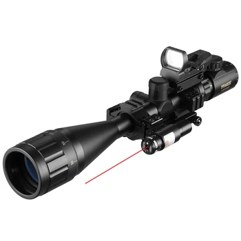 La caza 6-24x50 AOEG Telémetro Rifle Alcance Con Holográfica 4 Mirilla Mirilla de Punto Rojo del Láser Verde Combinado Riflescope Ar15