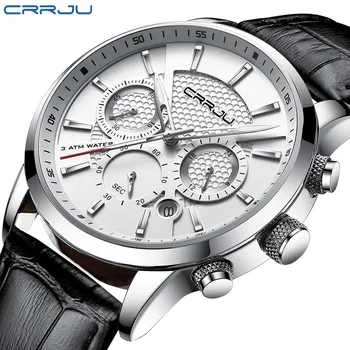 CRRJU Reloj de los Hombres del Deporte de Moda Reloj de Cuarzo para Hombre Relojes de la Marca Superior de Cuero de Lujo de Negocios Impermeable Reloj Relogio Masculino