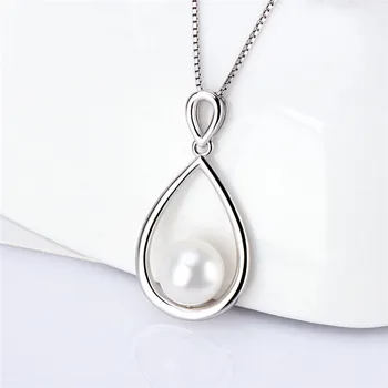CLUCI Auténtico 925 Colgante de Perlas de Montaje para las Mujeres de la Plata Esterlina de Forma Ovalada Simple Encantos Colgante de Configuración SP424SB