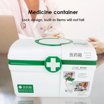 Portable 2 Layer Caja de Primeros Auxilios de Emergencia, Kit de Supervivencia Médicos del Cuadro Médico de Drogas Organizador para el Hogar de Viajes al aire libre del Cuidado de la Salud