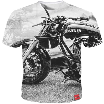 Cloudstyle 3D de la Motocicleta de camiseta de los Hombres de la Moda/Ropa de Mujer tops Camisetas de Manga Corta de Cuello Redondo Fresco de la camiseta de Talla Plus S-5XL