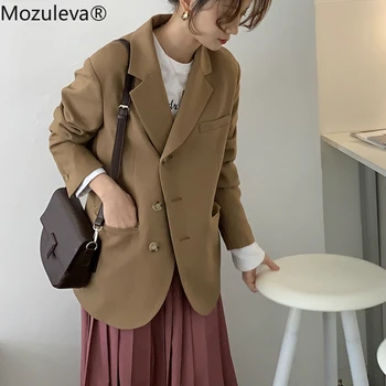 Mozuleva Suelta Prendas de vestir exteriores de las Mujeres Traje de Chaqueta de Primavera, Otoño Mujer Jacke Elegantes y Chic un Solo pecho de la Mujer Blazer Femme 2020