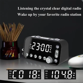 Cabecera Digital LED de Alarma del Reloj con Doble USB DAB/FM Radio Gran Pantalla Dual de la Alarma Ajuste del Reloj Retro de Electrodomésticos para el Hogar