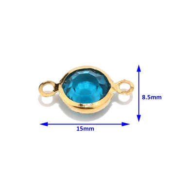 40pcs/lote de 8,5 mm de Colorido Piedra Perlas de Cristal de Acero Inoxidable Conectores de Cuentas de Oro Para DIY Collar de los Pendientes de la Joyería