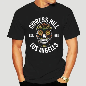 Cypress Hill Camiseta de Flores Cráneo De 1988 la Banda Logotipo Oficial para Hombre Camisetas Tops Negro-1987A