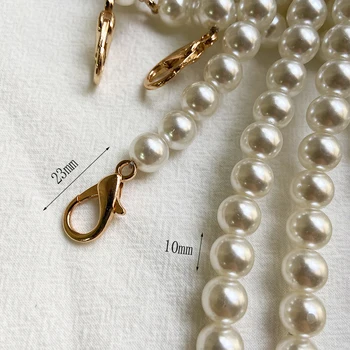 La calidad de la Perla de la Bolsa de la Cadena de Oro Y Ailver Hebilla Bolsa de la Cadena de Accesorios de Portátil de la Diagonal de 10mm Perla de la Cadena de