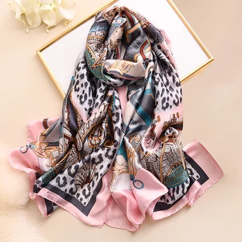 Bufanda de seda para las Mujeres del Diseñador de Impresión Foulard Pashmina Hiyab Pañuelos de Señora de la Marca Chales y Envolturas de Regalos Grandes y Lisas Svarrfs