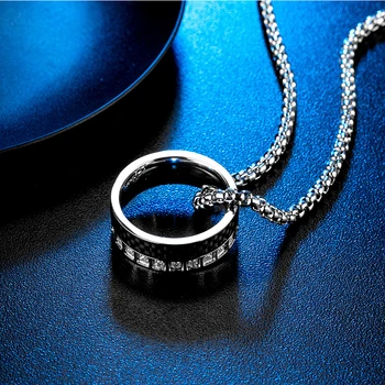 Mens anillos de acero inoxidable de la moda anillo de los hombres de negro de hip hop de fibra de Carbono anillos de cristal de la joyería de Acero regalos masculinos accesorios