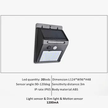 Inalámbrico Alimentado por energía Solar 35 LED Solar Luz de la prenda Impermeable IP65 PIR Sensor de Movimiento al aire libre de la Valla del Jardín de la Luz de la Vía Solar Lámpara de Pared