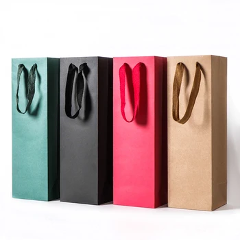 2018 creativos nuevos bolsos de empaquetado de papel de la caja de regalo de la cadena de vino tinto aceite de la botella de champange portador de regalo titular de vino de embalaje