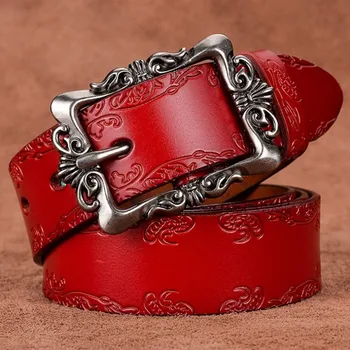 2020 Cinturones para Mujeres de la Marca de Moda de Cuero Genuino Señoras Boho de la Cintura de la Correa de la Aleación de Pin hebillas de la vendimia de las Mujeres de los pantalones vaqueros de Lujo de la Correa