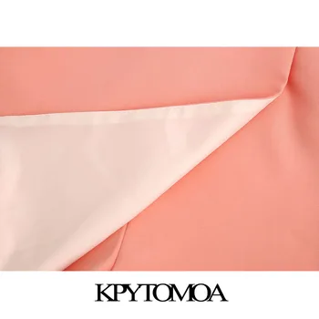 KPYTOMOA Mujeres 2020 Chic de la Moda Desgaste de la Oficina Asimétrica Envoltura Mini short Falda Vintage de Cintura Alta del Lado de la Cremallera de Mujer Pantalón de Mujer