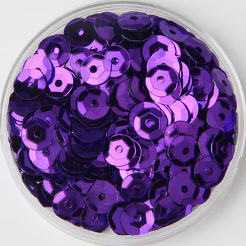 50g(10000pcs) de 4 mm de la Copa Suelto Lentejuelas Ronda de Paillette de la Boda Vestido de Accesorios de Costura Artesanal Confeti de color Púrpura Lentejuelas