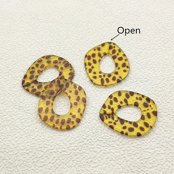 Nueva llegada! 52x46mm 30pcs Acrílico de la impresión del Leopardo Oval en forma de perlas para aretes accesorios, partes,Hecho a mano de la Joyería del Pendiente de BRICOLAJE