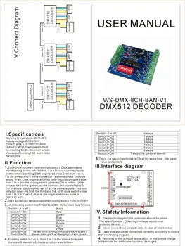 LED Ccontroller DMX Constante de la Placa de Presión Común WS-DMX-8CH-BAN-V1 DC5V-24V 24A Fácil 8CH LED DMX512 Decodificador LED luz de tira