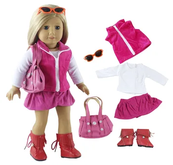1 juego de Moda Rosa ropa Casual, Traje de 18 Pulgadas de Muñecas Americanas Regalos para Niños