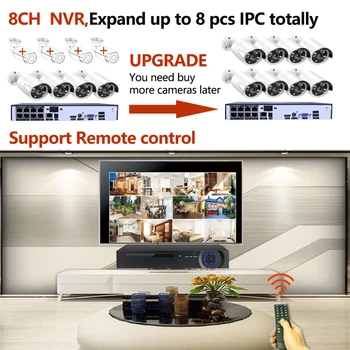 H. 265+ 6CH 5MP POE de la Cámara de Seguridad Kit de Sistema de grabación de Audio Rj45 de la Cámara IP del IR Impermeable al aire libre del CCTV de la Vigilancia de Vídeo de la cámara