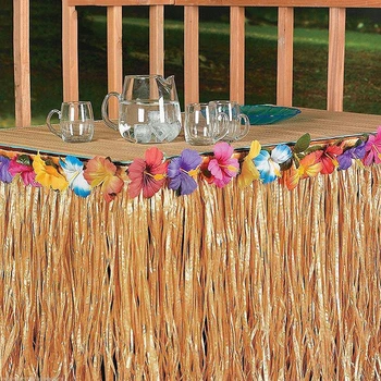 Tropicales de Hawai tabla falda DIY Flores de la Hierba de la Playa de Decoración de Mesa de Flores de la Boda del Partido de la Falda de las fuentes del Partido