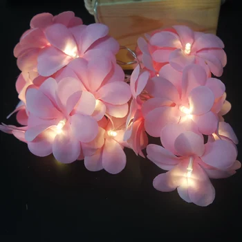 Creativo Frangipani Rosa LED Cadena de Luces, Batería Floral de la Iluminación navideña,Fiesta de la Flor Guirnalda Decoración.,Dormitorio Decoración