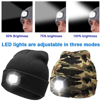 LED Iluminado Beanie Gorro Unisex Otoño Invierno Sombrero de Caza Camping Beanie Sombrero de Ejecución de Flash Faro Subir Caps