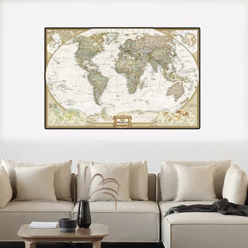 150*100cm Vintage Mapa del Mundo de No-tejido de Lona de Pintura Clásica Edición de Mapas Antiguos de Pared Cartel de la Sala de estar Decoración del Hogar