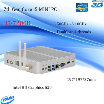 7Gen Intel core i5-7200Umini pc onsale intel HD 620 win10 4K VGA HDMI Mini Nettop Htpc nas de Hogar / oficina de almacenamiento de Red