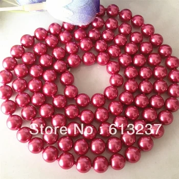 Noble rosa concha de ronda de imitación de la perla de 8mm con encanto perlas de bricolaje clásica largo collar de cadena de las mujeres para la fabricación de joyas de 36 pulgadas MY3347