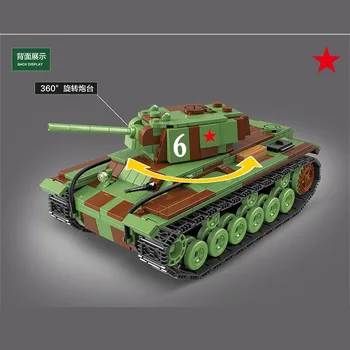 La serie militar de la II Guerra Mundial el Ejército Soviético principal tanque KV-1 tanque pesado Soldado Arma de BRICOLAJE Modelo de Bloques de Construcción de Juguetes Regalos