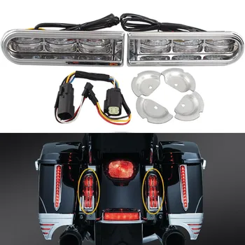 La motocicleta LED de la Alforja, Luz de la Cola de Inserción Auxiliares de Ejecución de Freno se Encienda la Lámpara de Relleno Para Harley Electra Glide Road King Ultra 14-17